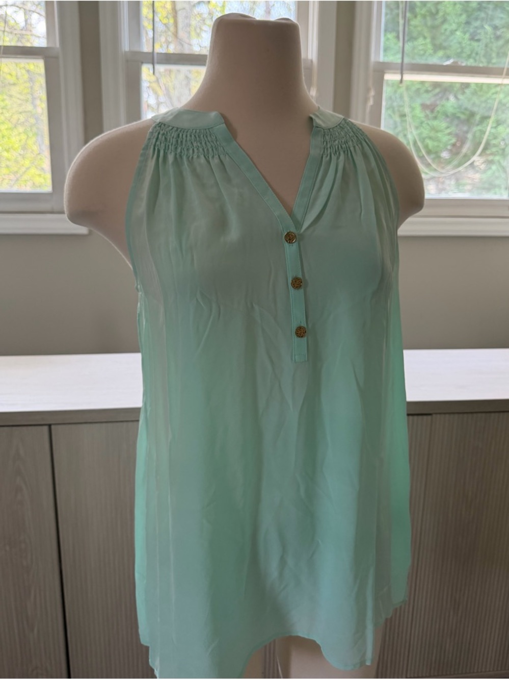 NWT‎ Lilly Pulitzer Silk Top - Poolside Blue Bailey, Mint, Gold, Tank, Summer